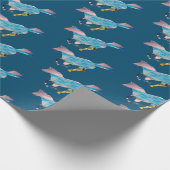 Blauwe paarden cadeaupapier (Hoek)