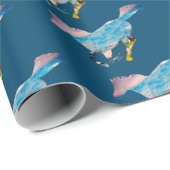 Blauwe paarden cadeaupapier (Rol Hoek)