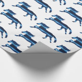 Blauwe paarden cadeaupapier (Hoek)