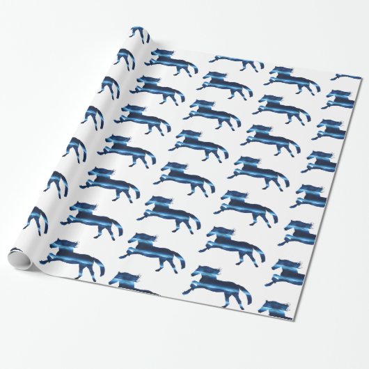 Blauwe paarden cadeaupapier (Uitgerold)