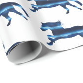 Blauwe paarden cadeaupapier (Rol Hoek)