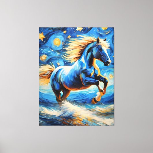 Blauwe paarden canvas afdruk (Voorkant)