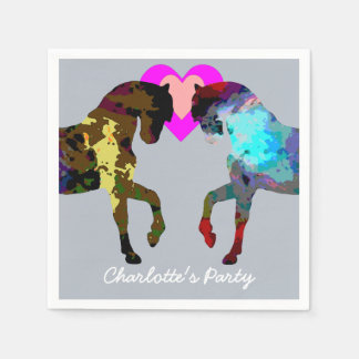 Blauwe paarden gepersonaliseerde papieren servette servet