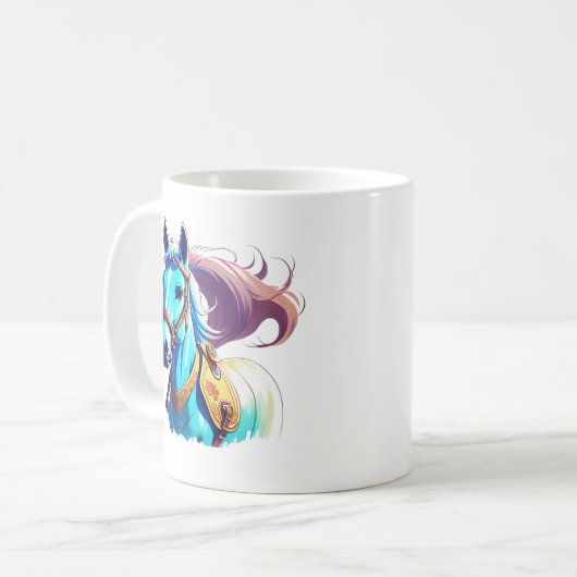 Blauwe paarden koffiemok (Voorkant links)