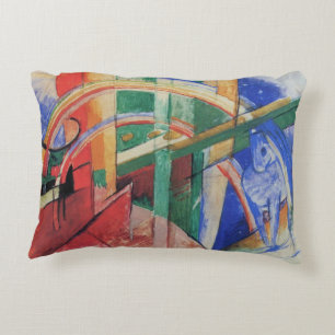 Blauwe paarden met regenboog door Franz Marc Accent Kussen
