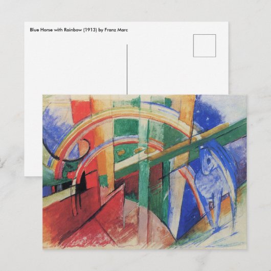 Blauwe paarden met regenboog door Franz Marc Briefkaart (Voorkant / Achterkant)