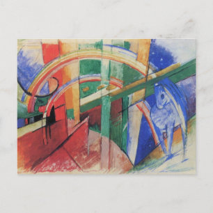 Blauwe paarden met regenboog door Franz Marc Briefkaart