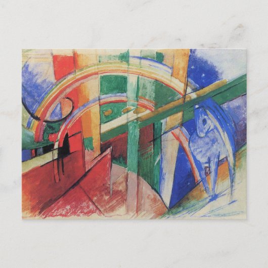 Blauwe paarden met regenboog door Franz Marc Briefkaart (Voorkant)