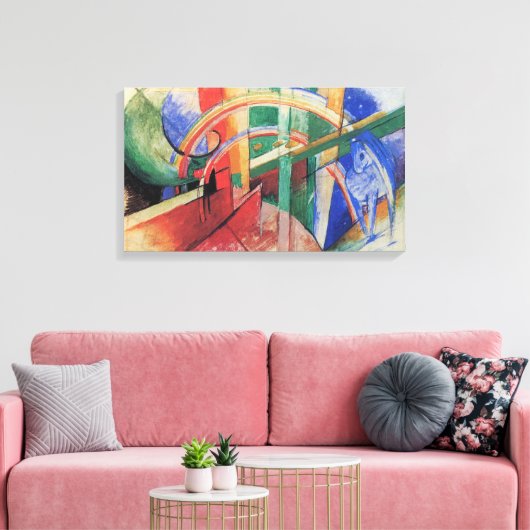 Blauwe paarden met regenboog door Franz Marc Canvas Afdruk (Insitu (Woonkamer))