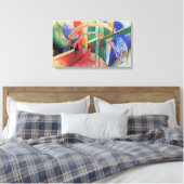 Blauwe paarden met regenboog door Franz Marc Canvas Afdruk (Insitu (Slaapkamer))