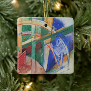Blauwe paarden met regenboog door Franz Marc Keramisch Ornament