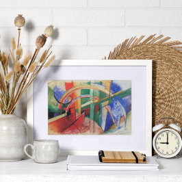 Blauwe paarden met regenboog door Franz Marc Poster