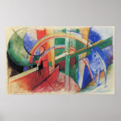 Blauwe paarden met regenboog door Franz Marc Poster (Voorkant)