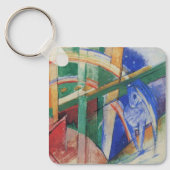Blauwe paarden met regenboog door Franz Marc Sleutelhanger (Voorkant)