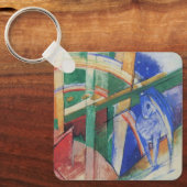Blauwe paarden met regenboog door Franz Marc Sleutelhanger (Voorkant)