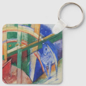 Blauwe paarden met regenboog door Franz Marc Sleutelhanger (Achterkant)