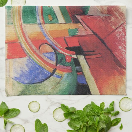 Blauwe paarden met regenboog door Franz Marc Theedoek (Gevouwen)