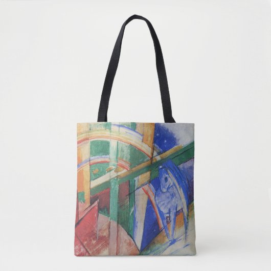 Blauwe paarden met regenboog door Franz Marc Tote Bag (Voorkant)