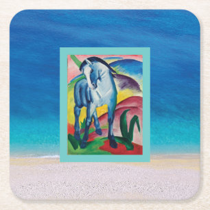 Blauwe paarden op de strand kartonnen onderzetters