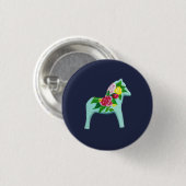Blauwe paarden ronde button 3,2 cm (Voorkant /achterkant)