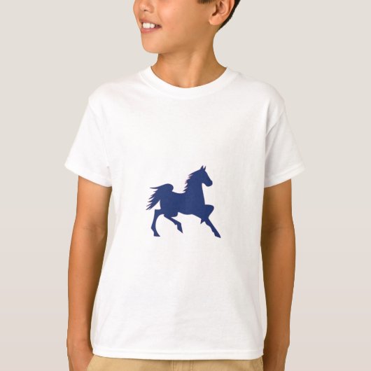 Blauwe paarden t-shirt (Voorkant)