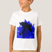 Blauwe paarden t-shirt (Voorkant)