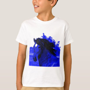Blauwe paarden t-shirt