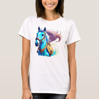 Blauwe paarden t-shirt