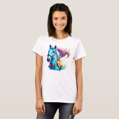 Blauwe paarden t-shirt (Voorkant volledig)