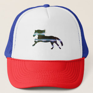 Blauwe paarden trucker pet