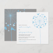 Blauwe paardenbloem bloemen houden van bruiloft ui kaart (Voorkant / Achterkant)