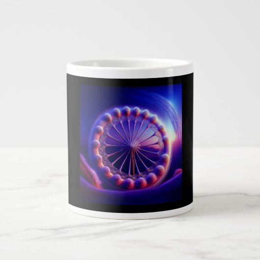 Blauwe Paardenbloem Fractal Grote Koffiekop (Voorkant)