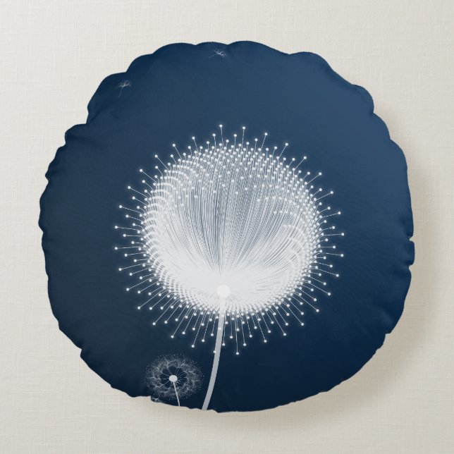Blauwe Paardenbloem Pluizen Decorative Worp Kussen (Voorkant)
