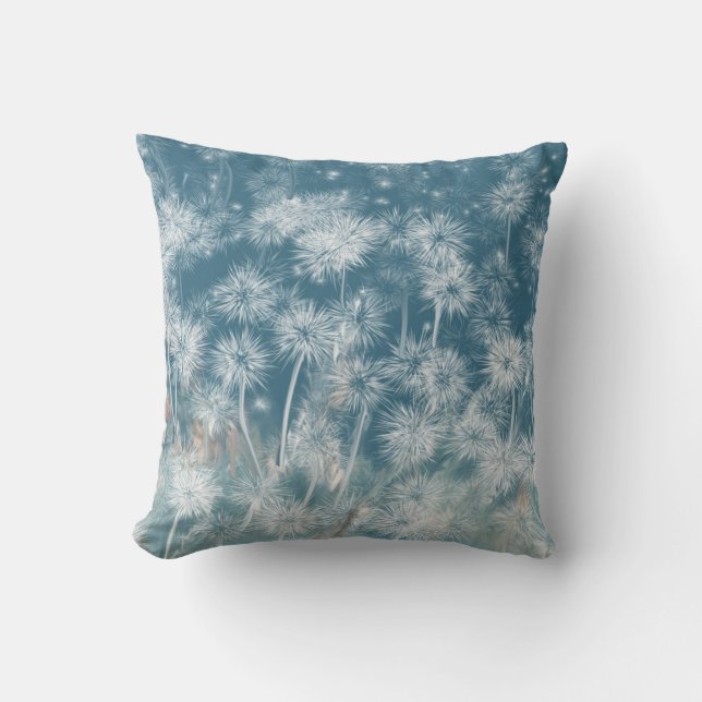 Blauwe Paardenbloem Print Kussen (Voorkant)