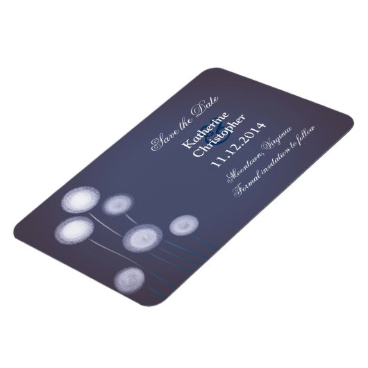 Blauwe paardenbloemen modern opslaan de datum magn magneet (Linkerzijde)