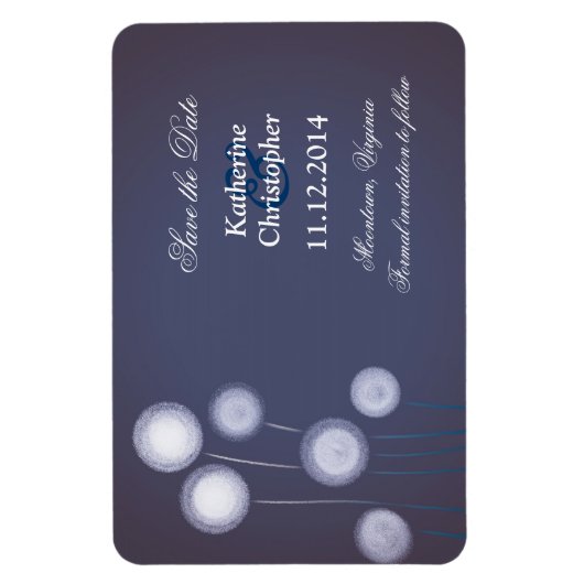 Blauwe paardenbloemen modern opslaan de datum magn magneet (Verticaal)