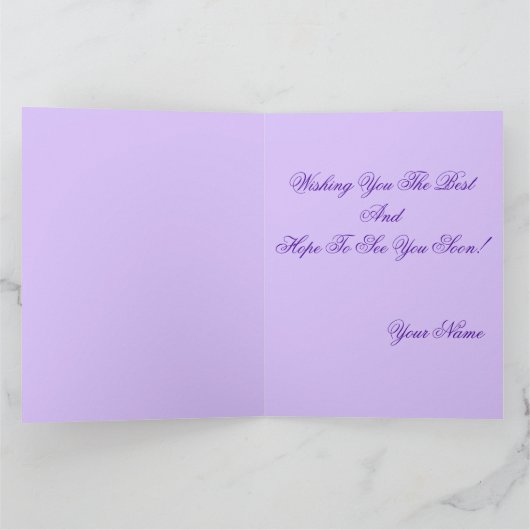  Blauwe & Paarse Abstracte Bloemnota Kaart (Binnen)