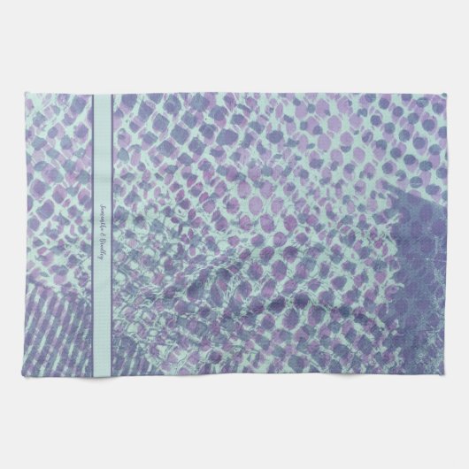 Blauwe Paarse Abstracte moderne keukenhanddoeken (Horizontaal)