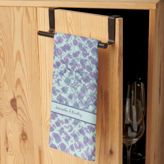 Blauwe Paarse Abstracte moderne keukenhanddoeken (Derde Gevouwen)