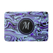 Blauwe Paarse Abstracte Waterverf Modern Monogram Badmat (Voorkant)