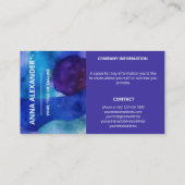 Blauwe Paarse Abstracte Waterverf Visitekaartje (Achterkant)