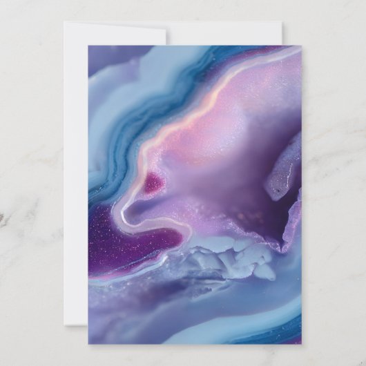 Blauwe Paarse Agaat Geode Fotoborder 40e verjaarda Kaart (Achterkant)