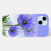 Blauwe Paarse anemoon bloemen Case-Mate iPhone Case (Achterkant (horizontaal))