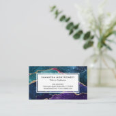 Blauwe Paarse Aqua Gold Veins Agate Custom Busines Visitekaartje (Staand voorkant)