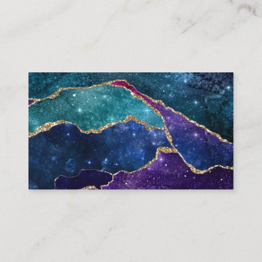 Blauwe Paarse Aqua Gold Veins Agate Custom Busines Visitekaartje (Achterkant)