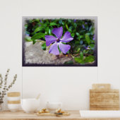 Blauwe paarse bladen poster (Keuken)