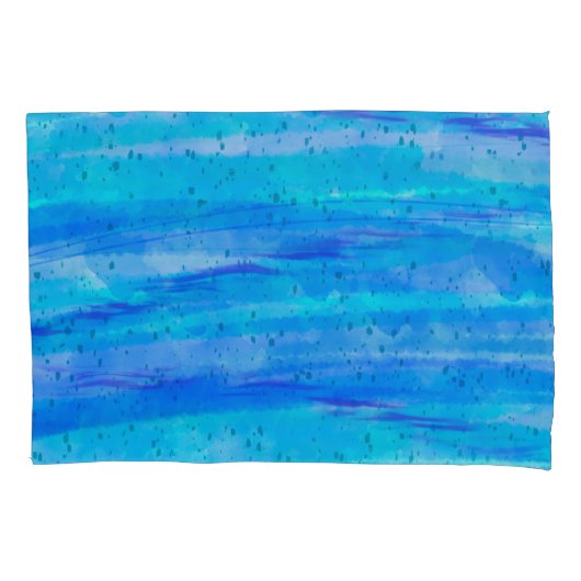 Blauwe, Paarse, Blauwgroen, Aqua Abstracte golven Kussensloop (Voorkant)