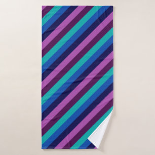Blauwe Paarse Blauwgroen strepen badhanddoek