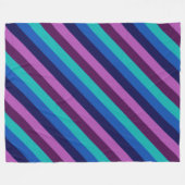 Blauwe Paarse Blauwgroen strepen Grote fleece deke Deken (Voorkant (Horizontaal))