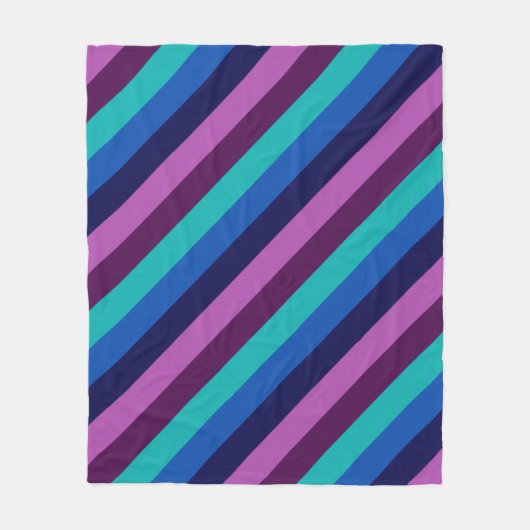 Blauwe Paarse Blauwgroen strepen Medium fleece dek (Voorkant)